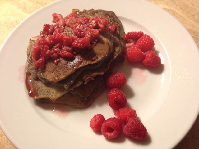 raspberry buckwheat pancakes
